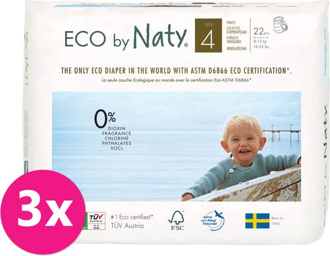 3x ECO BY NATY 4 Pants, 22 ks (8-15 kg) - kalhotkové pleny - obrázek 1