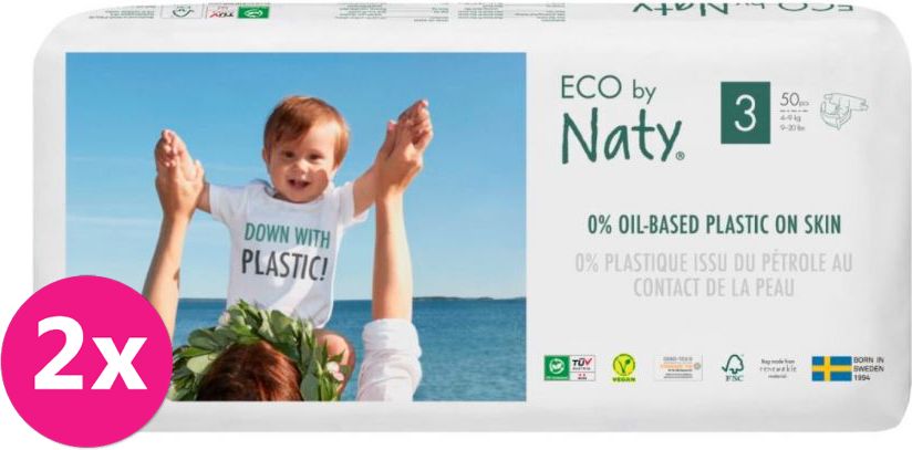 2x ECO BY NATY 3 Midi, 50 ks (4-9 kg) ECONOMY PACK - jednorázové pleny - obrázek 1
