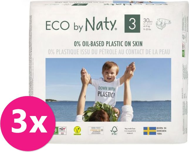 3x ECO BY NATY 3 Midi, 30 ks (4-9 kg) - jednorázové pleny - obrázek 1