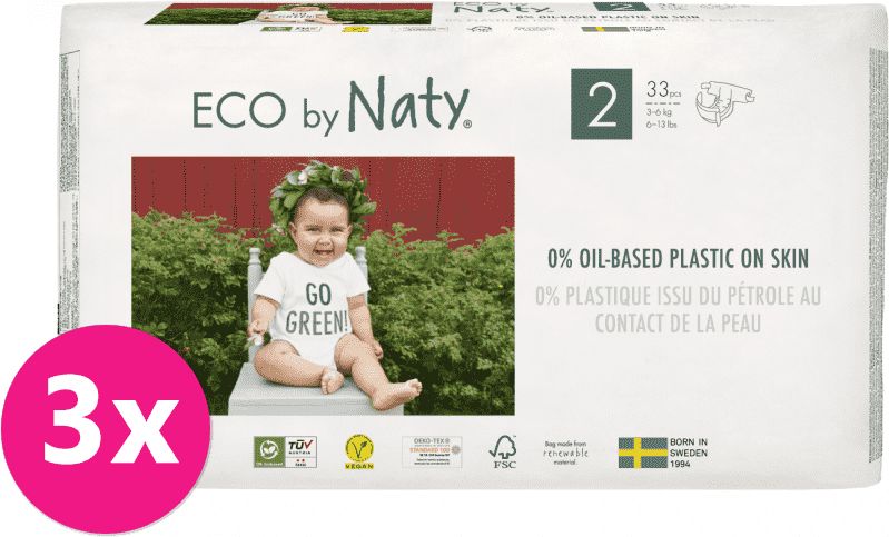 3x ECO BY NATY 2 Mini, 33 ks (3-6 kg) - jednorázové pleny - obrázek 1