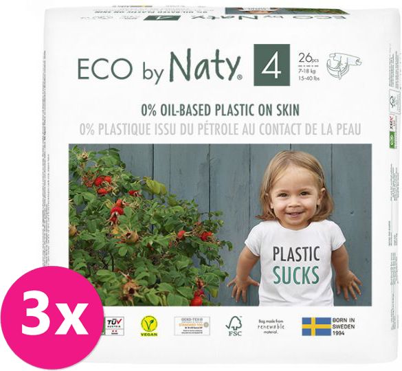 3x ECO BY NATY 4 Maxi, 26 ks (7-18 kg) - jednorázové pleny - obrázek 1