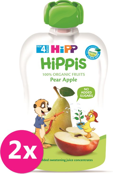2x HiPP BIO Hippies Hruška-Jablko od uk. 4.-6. měsíce, 100 g - obrázek 1