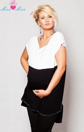 Be MaaMaa Těhotenské tunika RENÁTA - černá/bílá - obrázek 1