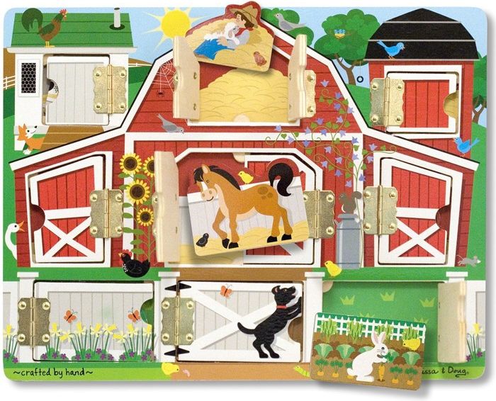 Puzzle odkrývací - S dvířky dřevěné, Farma (M&D) - obrázek 1