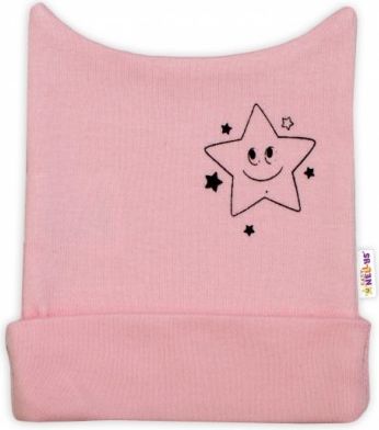 Novorozenecká čepička Baby Nellys, Baby Little Star - růžová, Velikost koj. oblečení 56 (1-2m) - obrázek 1