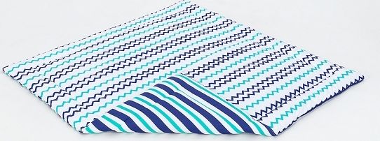 Hrací, přebalovací podložka 120x120cm - granátovo/zelené proužky-granátovo/zelený zigzag - obrázek 1