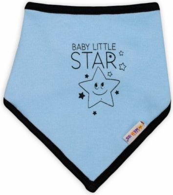 Dětský bavlněný šátek na krk Baby Nellys, Baby Little Star - modrý - obrázek 1