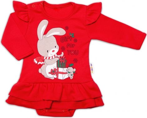 Baby Nellys Kojenecké sukničkobody dlouhý rukáv, Bunny, červené, vel. 62 - obrázek 1