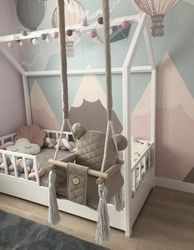 Stylová dětská houpačka Velvet - LUX MEDVÍDEK béžová - Tulimi - obrázek 3