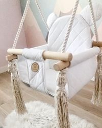 Stylová dětská houpačka Velvet - LUX MEDVÍDEK bílá - Tulimi - obrázek 2
