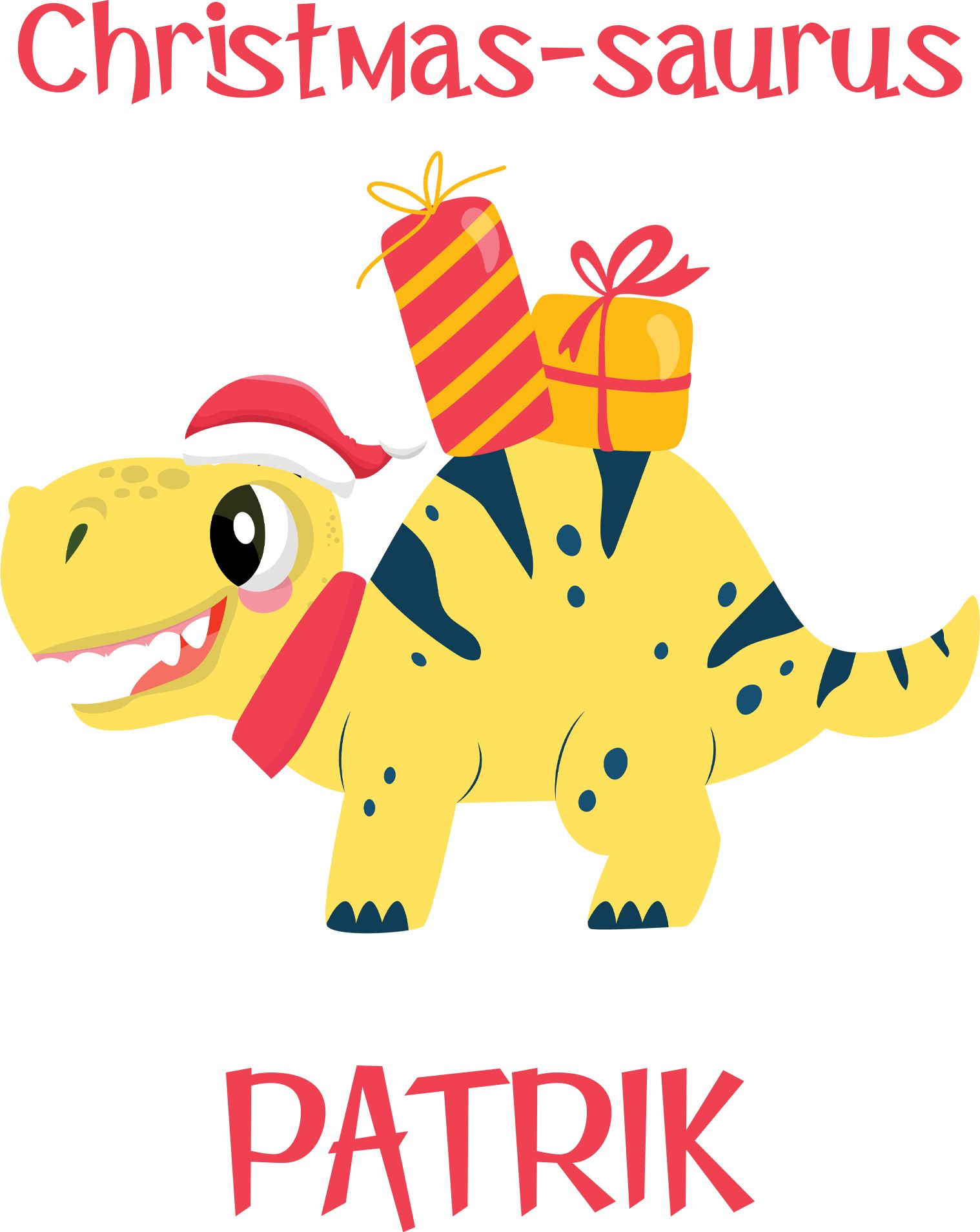 Kojenecké body Ellie Bee, krátký nebo dlouhý rukáv, barva bílá, motiv "Christmas-saurus" se jménem dítěte Velikost: 0 - 3 měsíce (56 - 62cm), Rukáv: dlouhý - obrázek 2