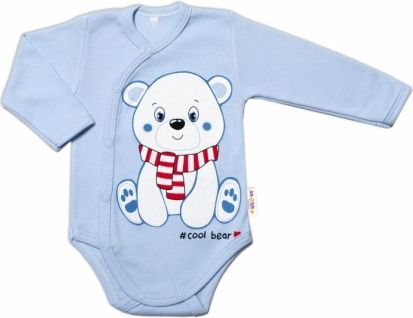 Baby Nellys Kojenecké body, dl. rukáv, zap. bokem Cool Bear, modré, Velikost koj. oblečení 50 (0-1m) - obrázek 1
