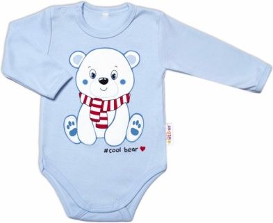Baby Nellys Kojenecké body, dl. rukáv, Cool Bear, modré, Velikost koj. oblečení 74 (6-9m) - obrázek 1