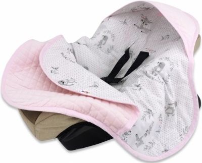 Baby Nellys Zavinovací deka s kapucí, prošívaný Vevet, 77 x 93 cm, Koloušek - růžová - obrázek 1