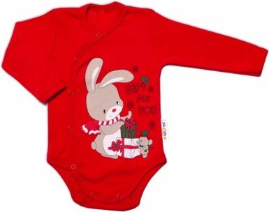 Baby Nellys Kojenecké body, dl. rukáv, zap. bokem Bunny, červené, Velikost koj. oblečení 50 (0-1m) - obrázek 1