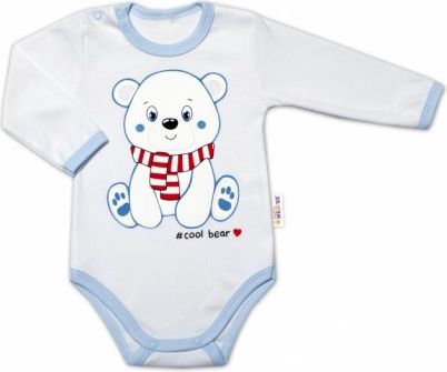 Baby Nellys Kojenecké body, dl. rukáv, Cool Bear, bílé, Velikost koj. oblečení 74 (6-9m) - obrázek 1