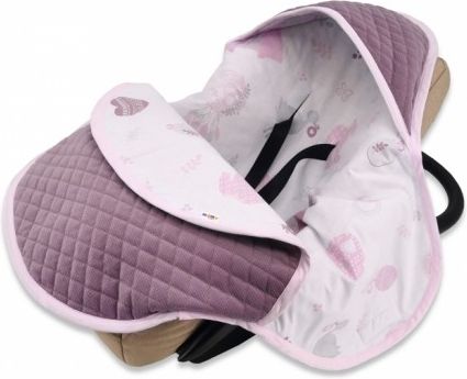 Baby Nellys Zavinovací deka s kapucí, prošívaný Vevet, 77 x 93 cm, New Love Baby - růžová - obrázek 1