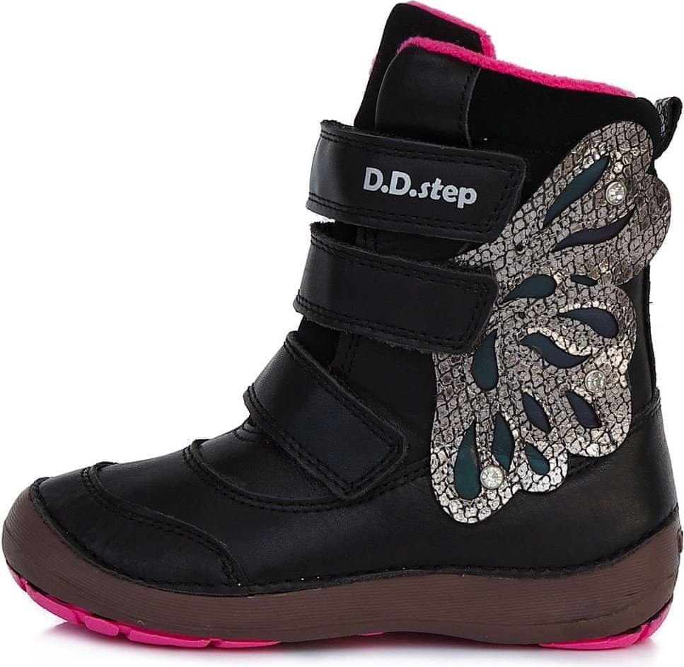 D-D-step dívčí zimní kožená kotníčková obuv W023-219 černá 25 - obrázek 1