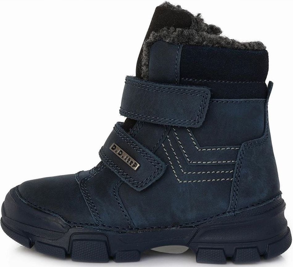 D-D-step chlapecká zimní kožená kotníčková obuv W056-68A tmavě modrá 31 - obrázek 1