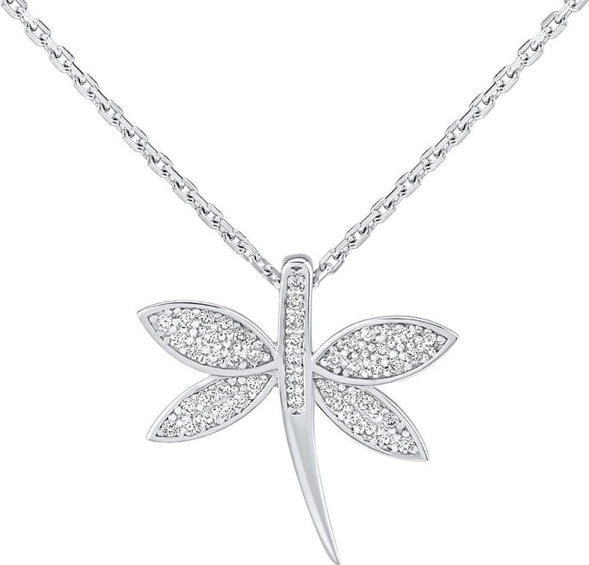Silvego Stříbrný náhrdelník s přívěskem vážky Furia s Brilliance Zirconia dámský i dětský - obrázek 1