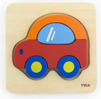 Dřevěné puzzle pro nejmenší Viga Auto, Multicolor - obrázek 1