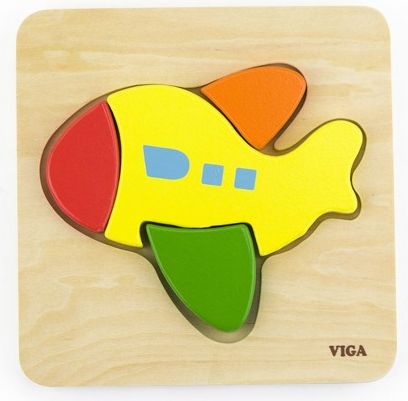 Dřevěné puzzle pro nejmenší Viga Letadlo, Multicolor - obrázek 1