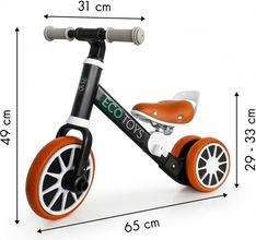 Dětské odrážedlo ocelová konstrukce - KOLO S PEDÁLY růžové - EcoToys - obrázek 2