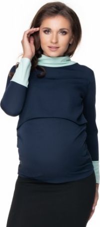 Be MaaMaa Těhotenské a kojící tričko - granátovo/mátové, Velikosti těh. moda L/XL - obrázek 1