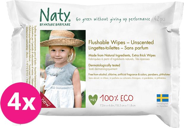 4x ECO BY NATY Ubrousky vlhčené toaletní Eco 42 ks - obrázek 1