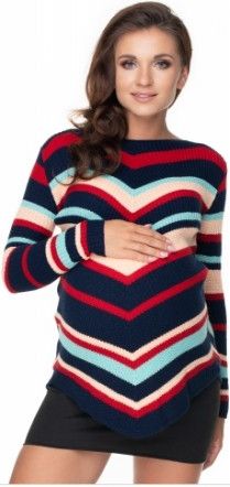 Be MaaMaa Delší těhotenský svetr granát - šikmý vzor - obrázek 1