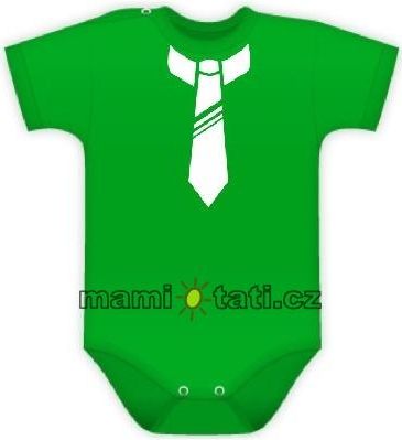 DEJNA Body kr. rukávek s potiskem kravaty - zelené - obrázek 1