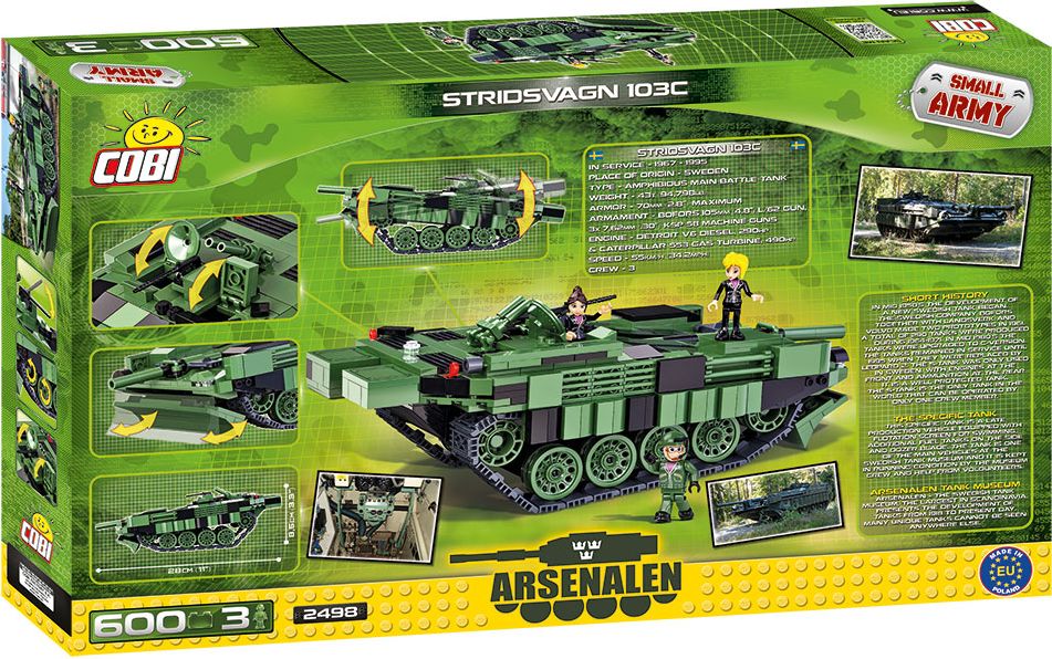 Cobi 2498 Švédský tank Strv 103C S-tank (poškozený obal) - obrázek 7