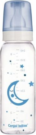 Canpol Babies Skleněná lahvička 240 ml Měsíček - modrá - obrázek 1