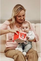Hračka plyšová edukační - KOSTKA MEDVÍDEK s kousátkem korálová - Canpol - obrázek 4