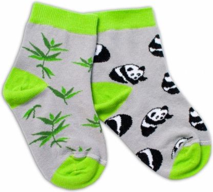 Baby Nellys Bavlněné veselé ponožky Panda - šedé, Velikost koj. oblečení 92-98 (18-36m) - obrázek 1