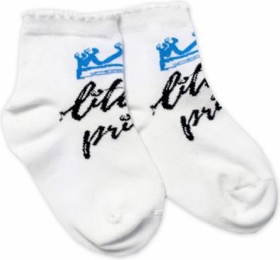Baby Nellys Bavlněné ponožky Little prince - bílé, Velikost koj. oblečení 122-128 (6-8r) - obrázek 1