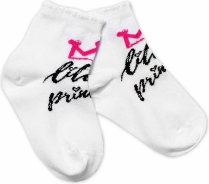Baby Nellys Bavlněné ponožky Little princess - bílé, Velikost koj. oblečení 92-98 (18-36m) - obrázek 1
