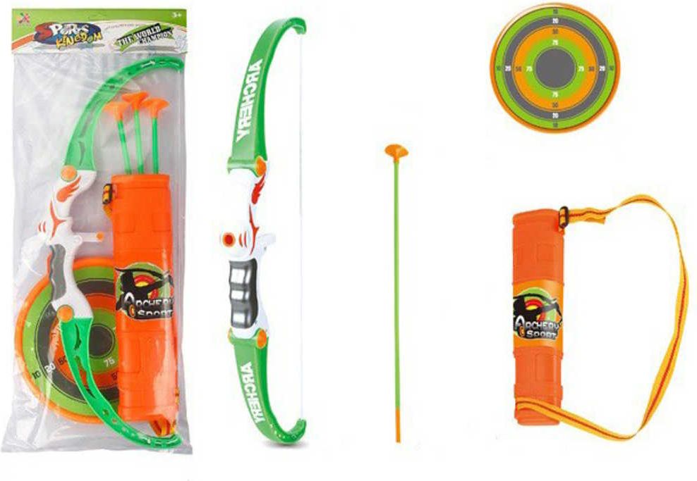 Sada dětský luk 54cm + 3 soft šípy s přísavkami a terčem plast v sáčku - obrázek 2
