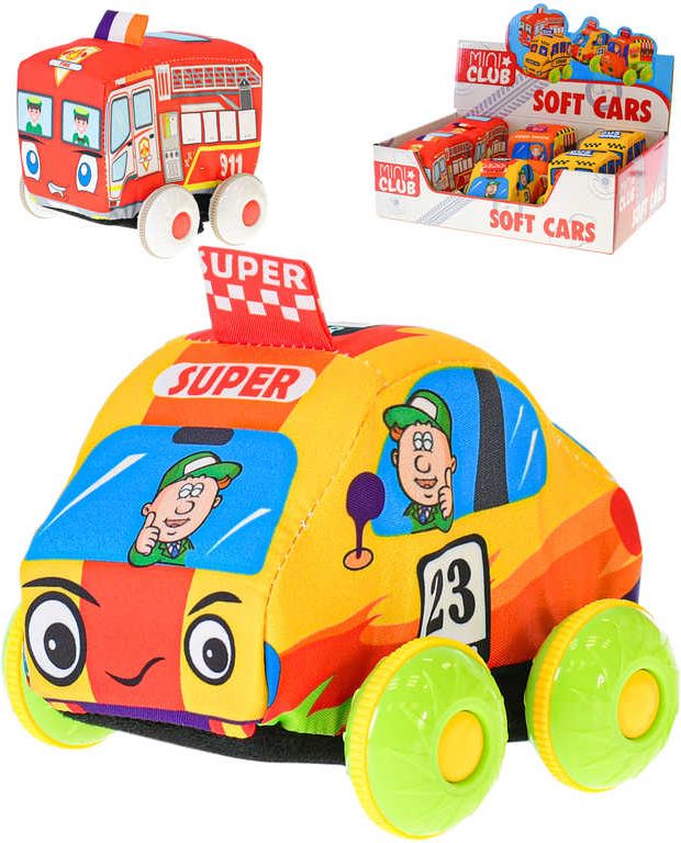 Baby soft vozidlo textilní 11cm látkové autíčko zpětný chod 4 druhy - obrázek 2