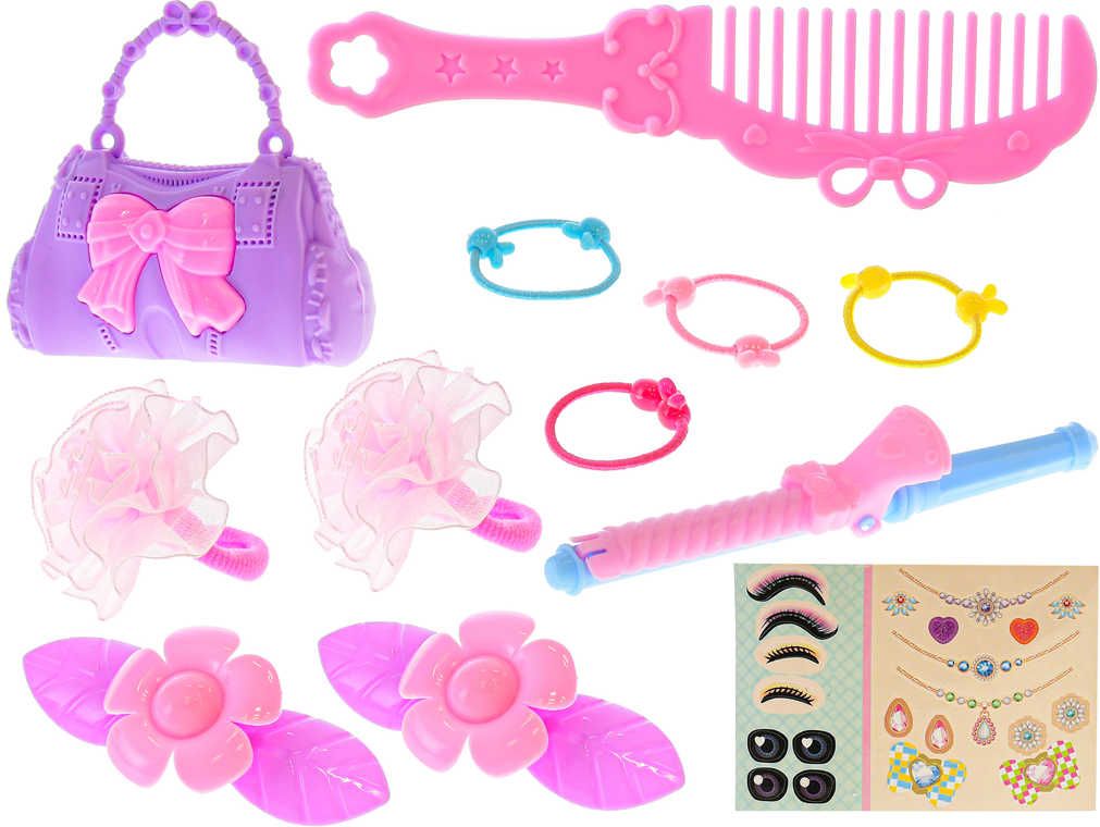 Hlava česací blondýnka 19cm set s kadeřnickými doplňky v krabici - obrázek 2