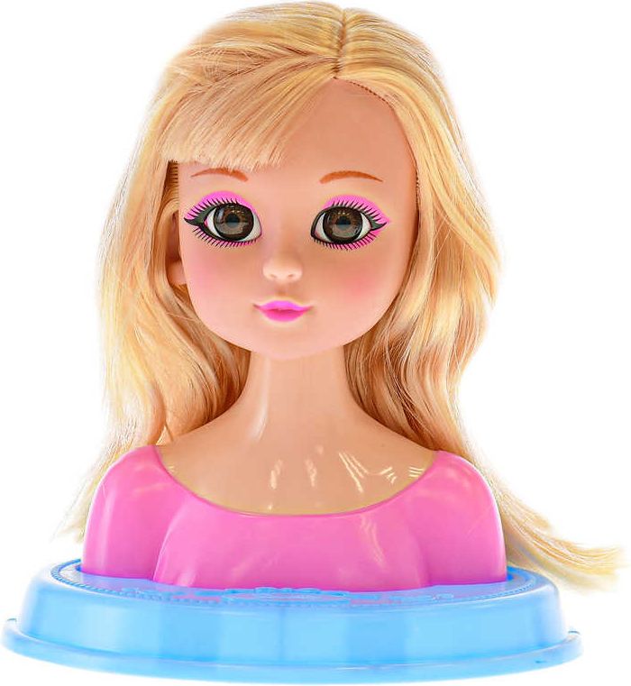 Hlava česací blondýnka 19cm set s kadeřnickými doplňky v krabici - obrázek 3