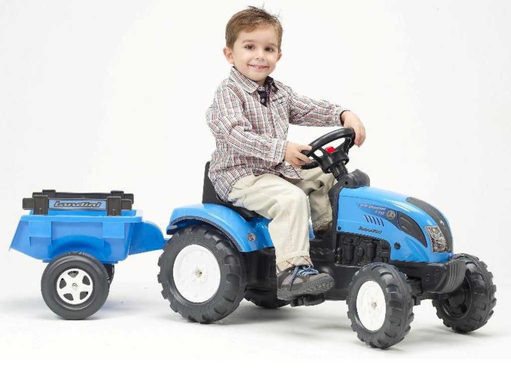 FALK Set baby traktor Landini šlapací Modrý vozítko s klaksonem s valníkem - obrázek 1
