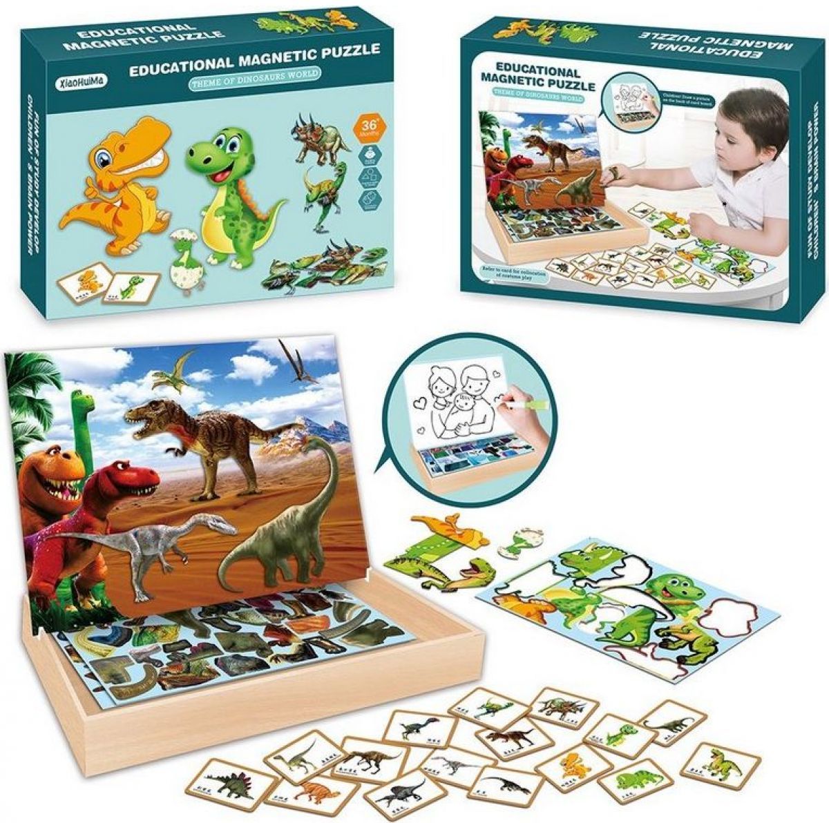 Puzzle magnetické dinosauři 30 cm - obrázek 2