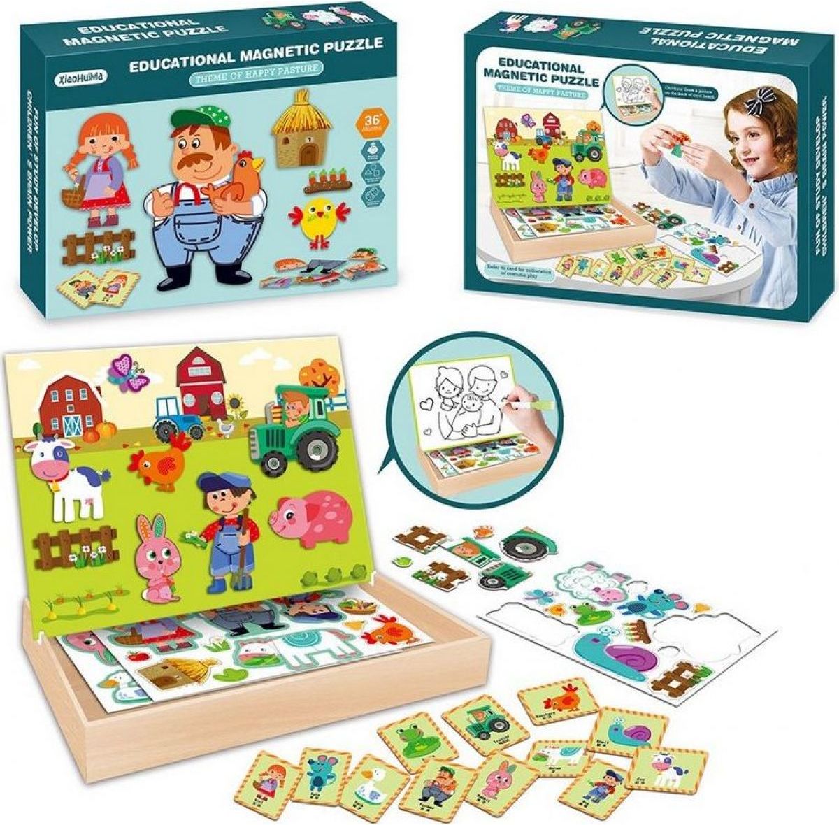 Puzzle magnetické farma 30 cm - obrázek 1