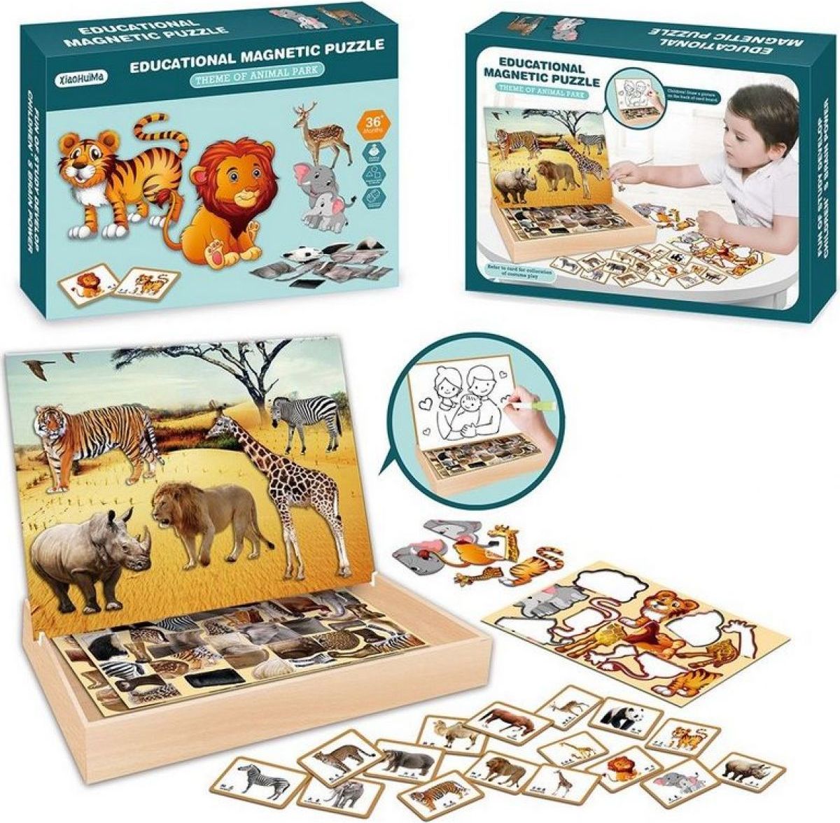 Puzzle magnetické safari 30 cm - obrázek 2