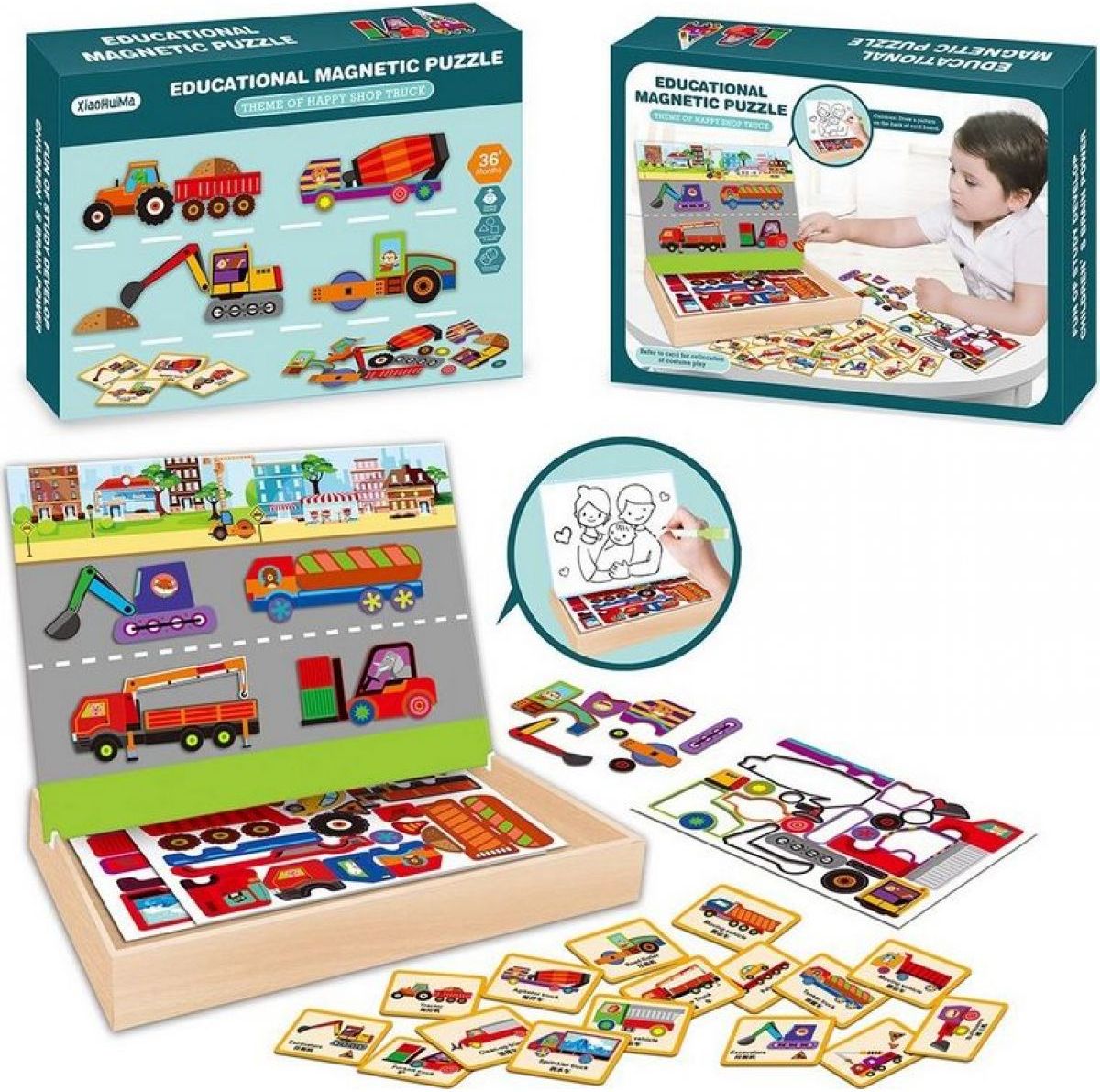 Puzzle magnetické dopravní prostředky 30 cm - obrázek 2