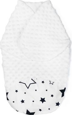 Baby Nellys Zavinovačka, spacáček s minky, 0-6m - Hvězdy a hvězdičky, minky bílá - obrázek 1