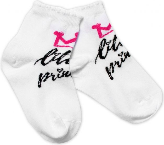 Baby Nellys Baby Nellys Bavlněné ponožky Little princess - bílé - obrázek 1
