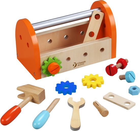 TEDDIES Sada nářadí dřevo 16 ks s dřevěným boxem - obrázek 1