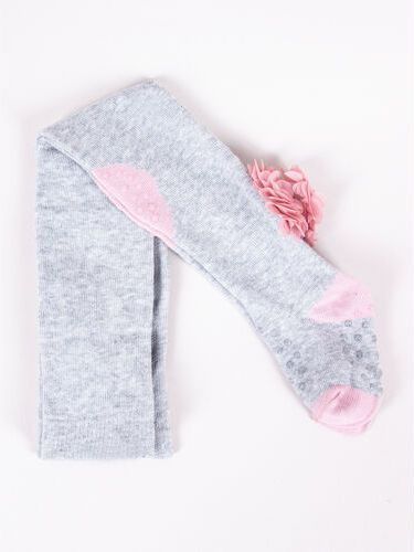 Yo Punčocháče Grey Flowers s protiskluzem 80/86 - obrázek 1